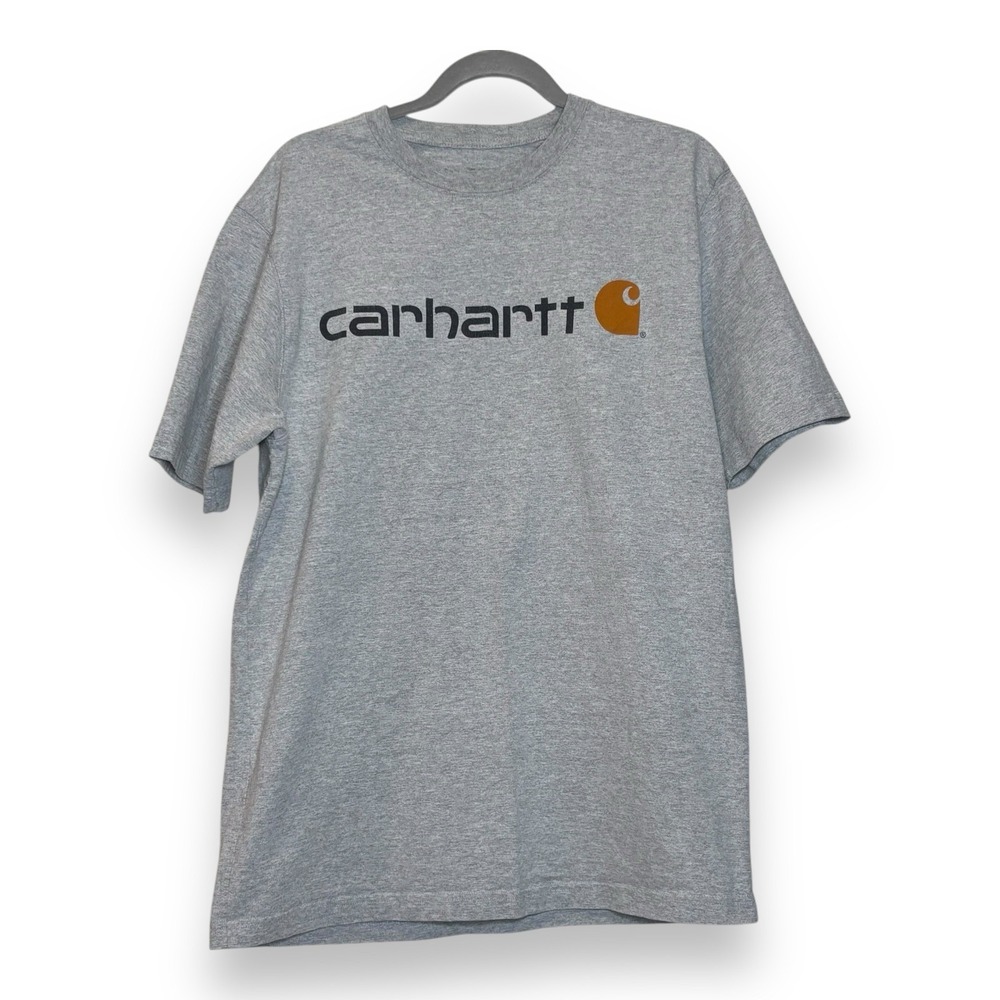 Carhartt Mens‎ Logo T-shirt Heather Gray Logo Original Fit Size M